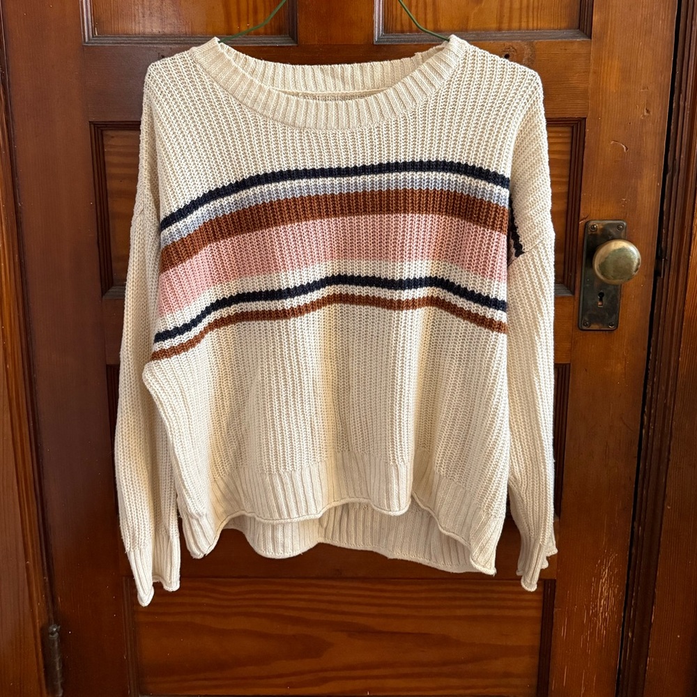 American Eagle Outfitters Cream Striped Sweater